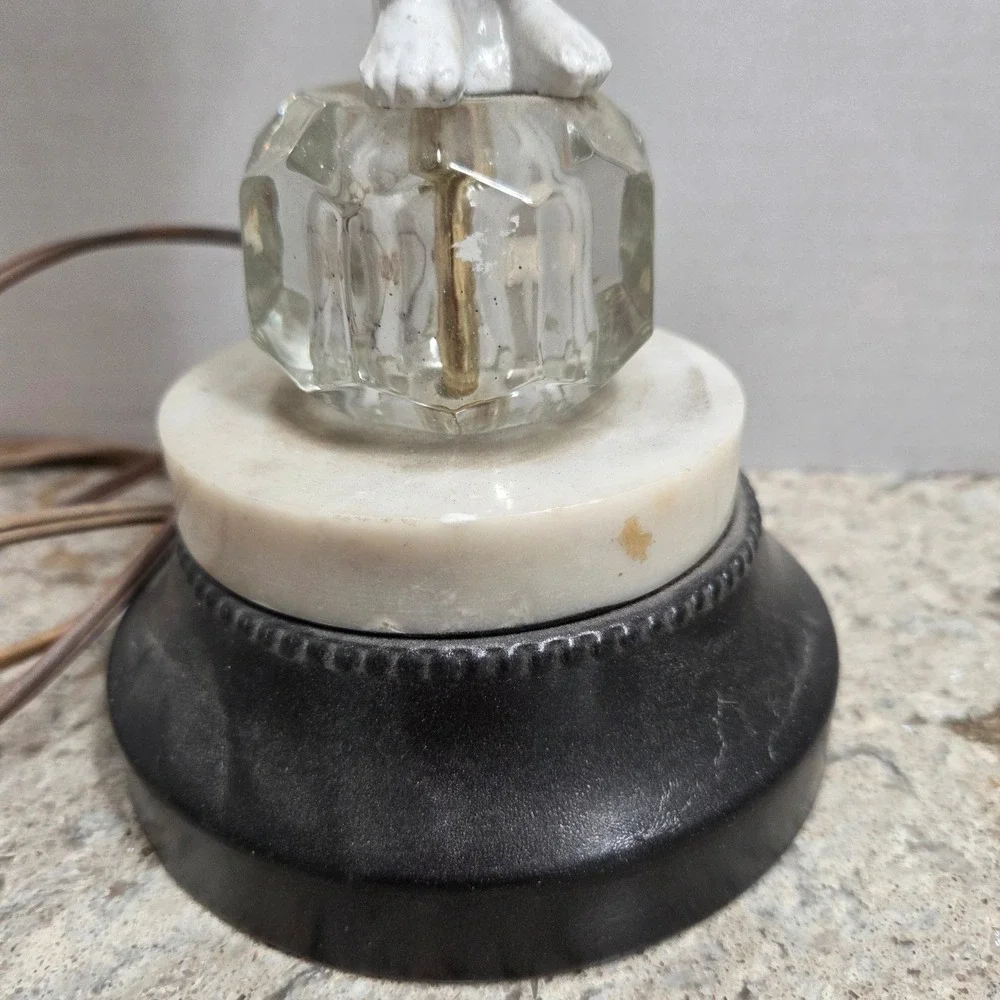 Vintage Cherub Lamp Marble Base Accent Table Lamp Boudoir Lighting 19